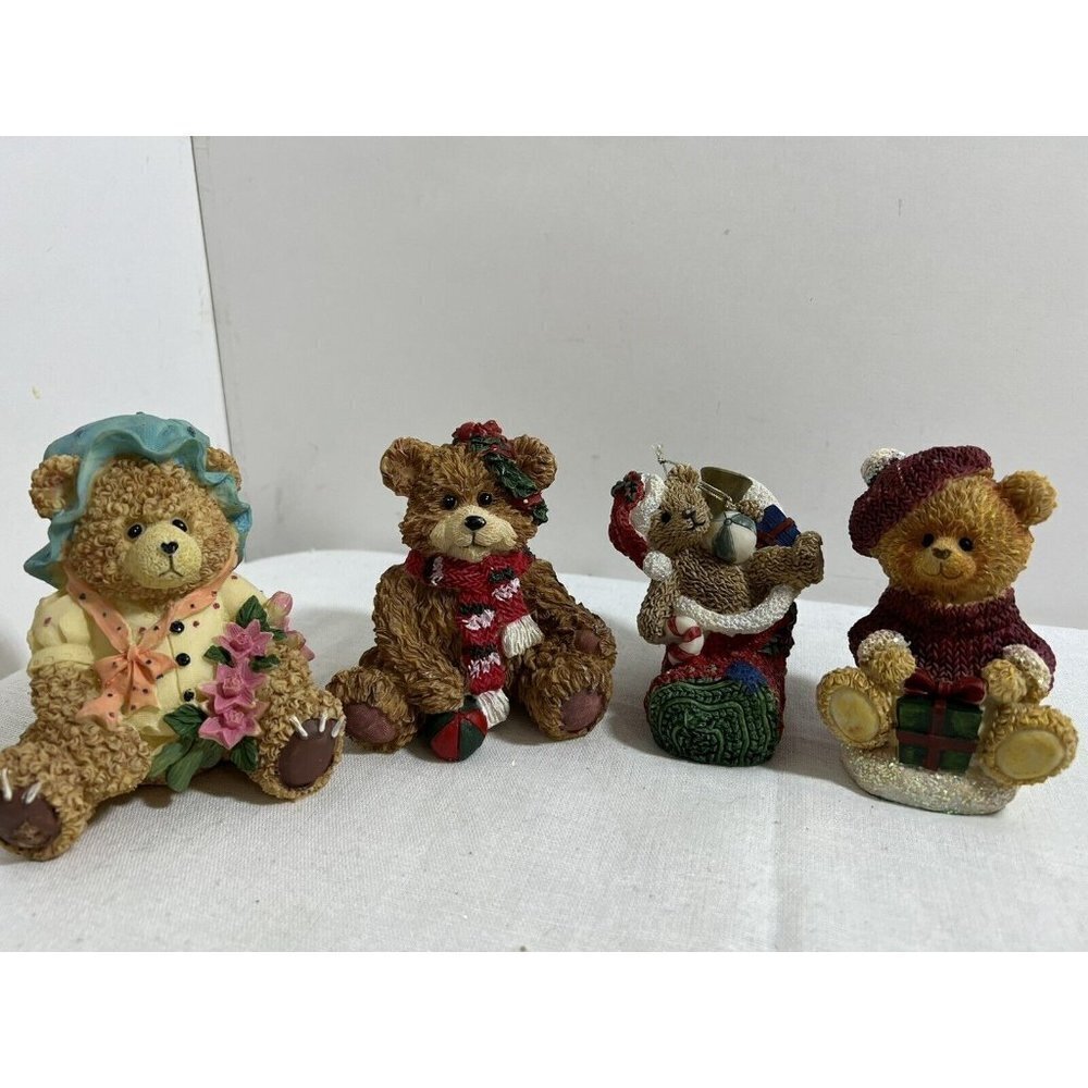 Lot of 4 Holiday Bears Figurines 4”